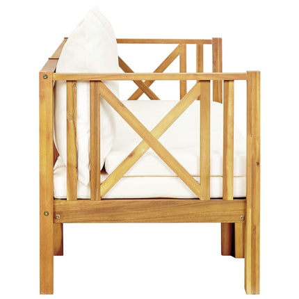 Trädgårdsbänk 3-sits med dynor 179 cm massivt akaciaträ