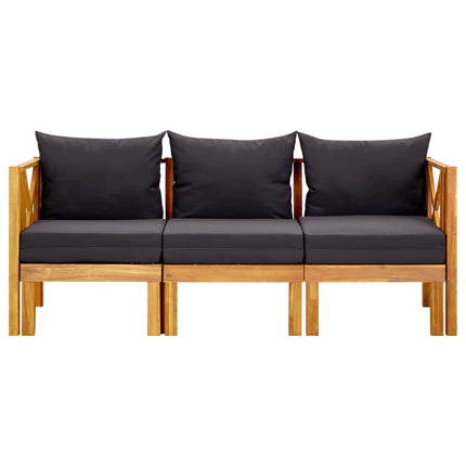Trädgårdsbänk 3-sits med dynor 179 cm massivt akaciaträ