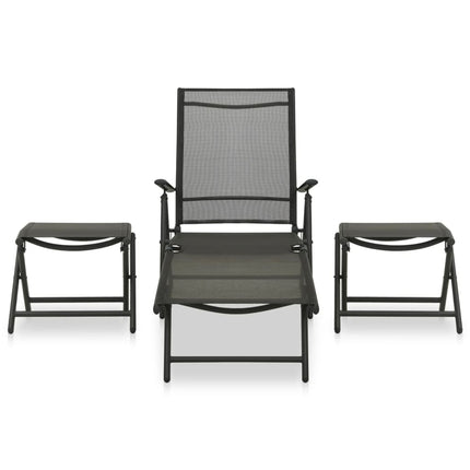 Loungegrupp för trädgården 3 delar textilen & aluminium svart