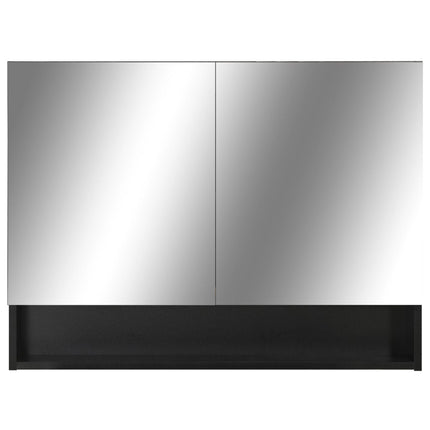 LED-Spegelskåp för badrum svart 80x15x60 cm MDF