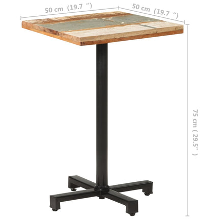 Cafébord fyrkantigt 50x50x75 cm massivt återvunnet trä