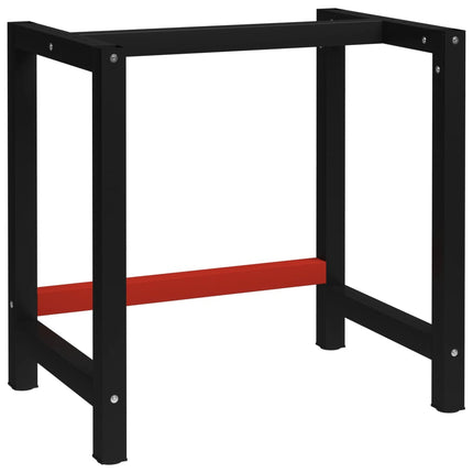 Ram till arbetsbänk metall 80x57x79 cm svart och röd