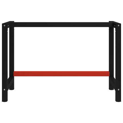Ram till arbetsbänk metall 120x57x79 cm svart och röd