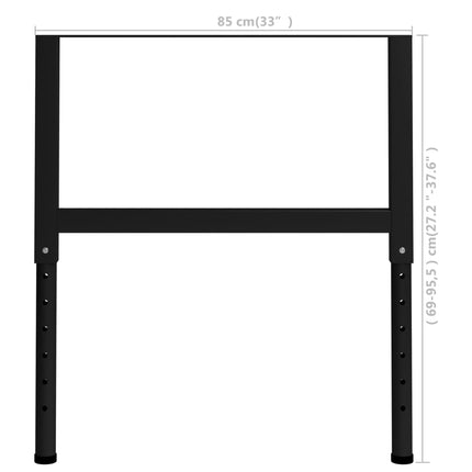 Ramar till arbetsbänk 2 st metall 85x(69-95,5) cm svart