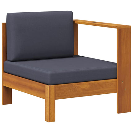 Mittensits med 1 armstöd mörkgrå massivt akaciaträ