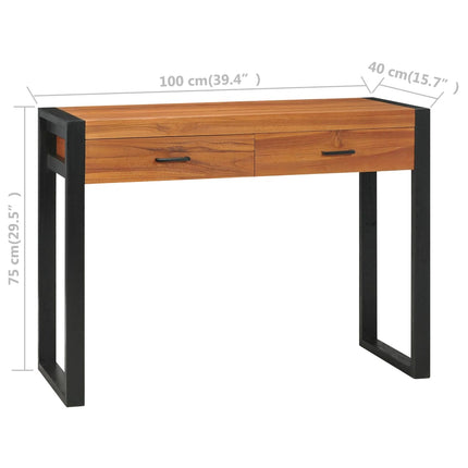 Skrivbord med 2 lådor 100x40x75 cm teak