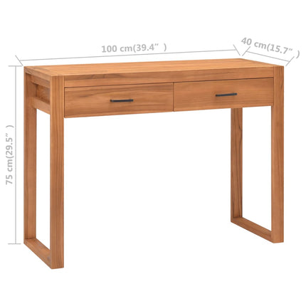 Skrivbord med 2 lådor 100x40x75 cm teak