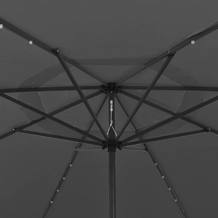 Trädgårdsparasoll med LEDs 400 cm antracit