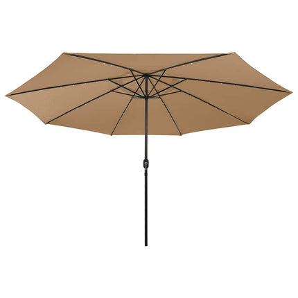 Trädgårdsparasoll med LEDs 400 cm taupe