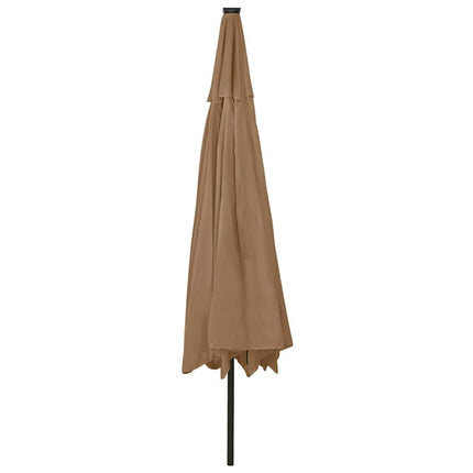 Trädgårdsparasoll med LEDs 400 cm taupe