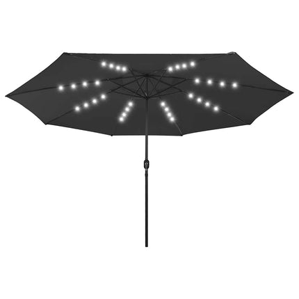 Trädgårdsparasoll med LEDs 400 cm svart