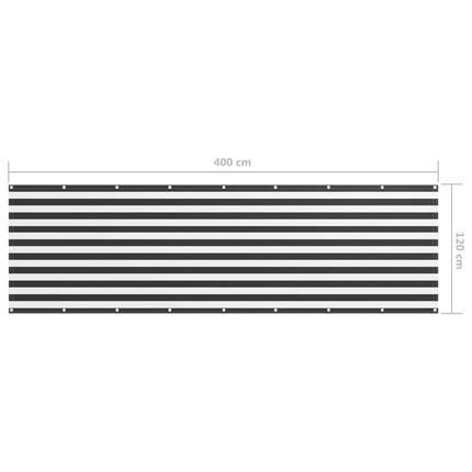 Balkongskärm antracit och vit 120x400 cm oxfordtyg