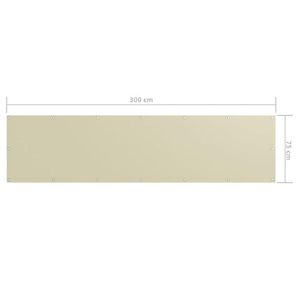 Balkongskärm gräddvit 75x300 cm oxfordtyg