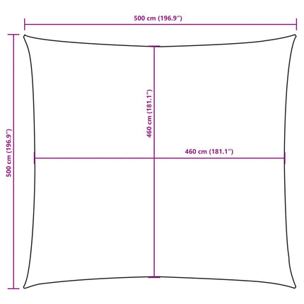 Solsegel oxfordtyg fyrkantig 5x5 m antracit