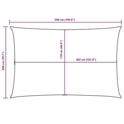 Solsegel oxfordtyg rektangulärt 2x5 m beige