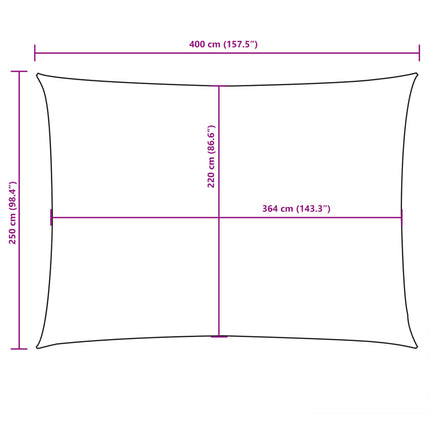 Solsegel oxfordtyg rektangulärt 2,5x4 m beige