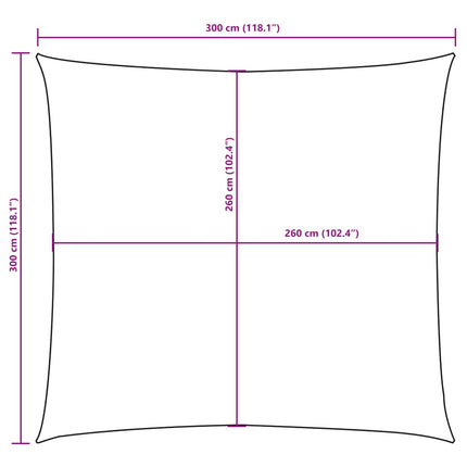 Solsegel oxfordtyg fyrkantigt 3x3 m orange