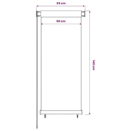 Rullgardin utomhus gräddvit 65(B)x140(H) cm HDPE