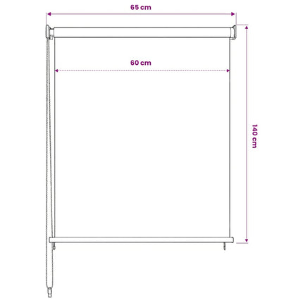 Rullgardin utomhus vit 65 (B) x 140 (H) cm HDPE