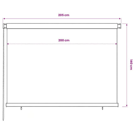 Rullgardin utomhus 205 (B) x 140 (H) cm mörkgrön HDPE