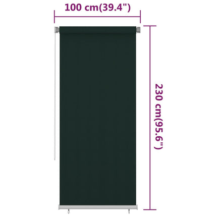 Rullgardin utomhus 105 (B) x 230 (H) cm mörkgrön HDPE