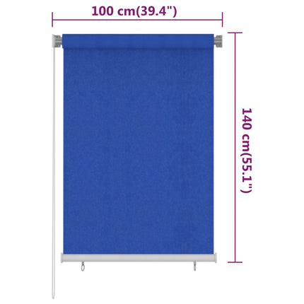 Rullgardin utomhus 105 (B) x 140 (H) cm blå HDPE