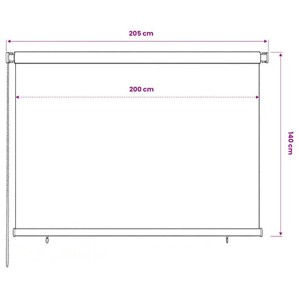 Rullgardin utomhus 205 (B) x 140 (H) cm blå HDPE