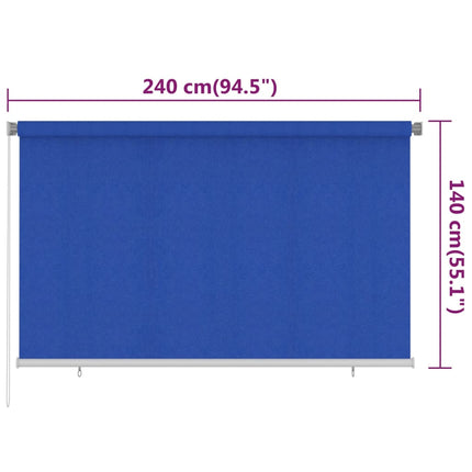 Rullgardin utomhus 245 (B) x 140 (H) cm blå HDPE