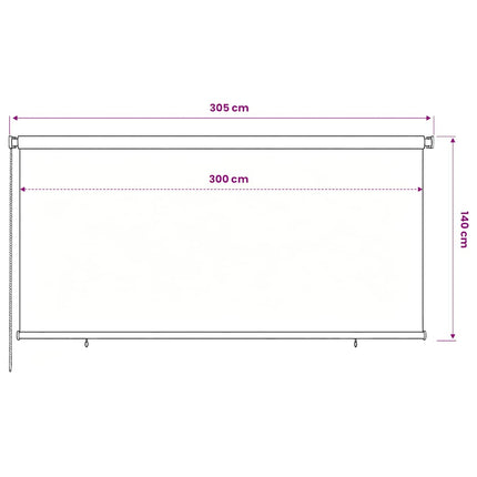 Rullgardin utomhus 305 (B) x 140 (H) cm blå HDPE