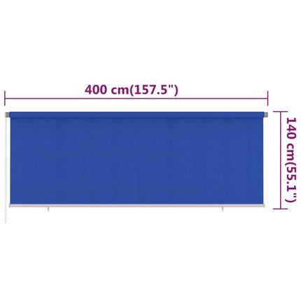 Rullgardin utomhus 405 (B) x 140 (H) cm blå HDPE