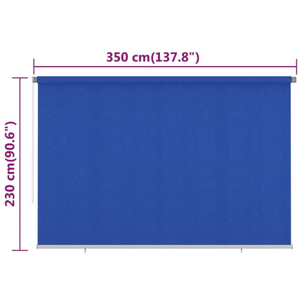 Rullgardin utomhus 355 (B) x 230 (H) cm blå HDPE