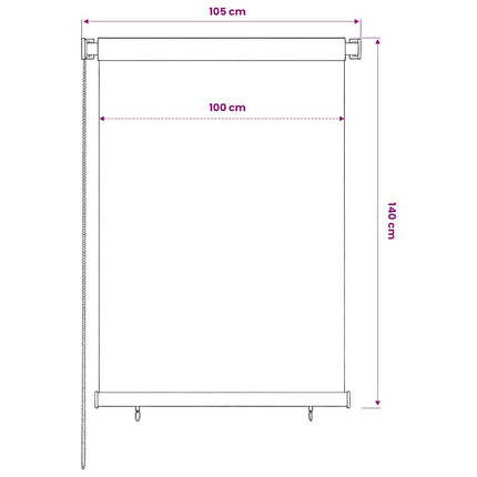 Rullgardin utomhus 105 (B) x 140 (H) cm svart