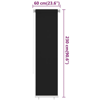 Rullgardin utomhus 65 (B) x 230 (H) cm svart HDPE