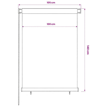 Rullgardin utomhus 105 (B) x 140 (H) cm brun HDPE