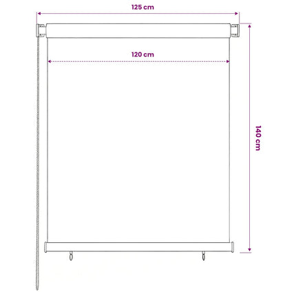 Rullgardin utomhus 125 (B) x 140 (H) cm brun