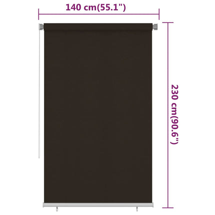 Rullgardin utomhus 145 (B) x 230 (H) cm brun HDPE