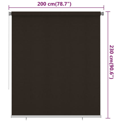 Rullgardin utomhus 205 (B) x 230 (H) cm brun HDPE