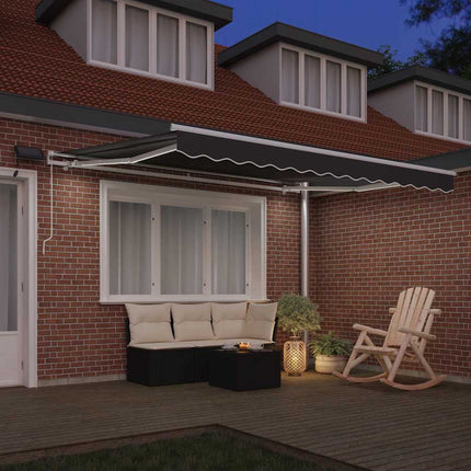 Markisram med LED -remsljus Vit 350 x 250 cm Aluminium