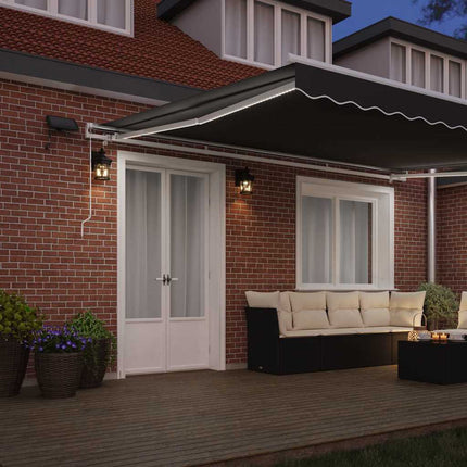 Markisram med LED -remsljus Vit 400 × 300 cm Aluminium