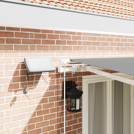 Markisram med LED -remsljus Vit 400 × 300 cm Aluminium