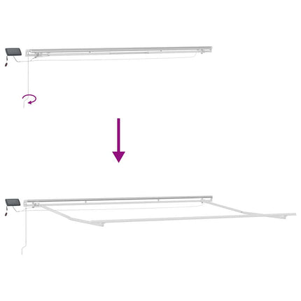 Markisram med LED -remsljus Vit 450 × 300 cm Aluminium