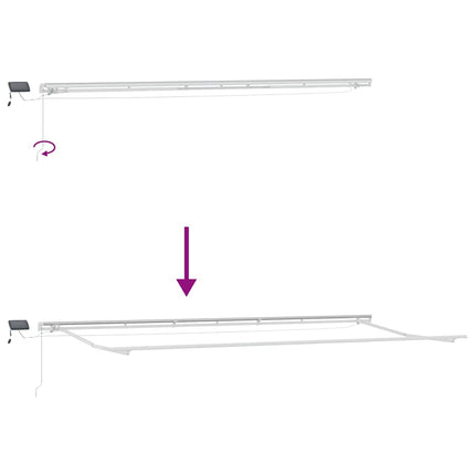 Markisram med LED -remsljus Vit 600 × 300 cm Aluminium