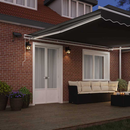 Markisram med LED -remsljus Vit 400 × 350 cm Aluminium