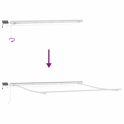 Markisram med LED -remsljus Vit 450 × 350 cm Aluminium