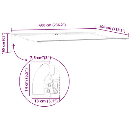 Markisram Vit 600 × 300 cm Aluminium