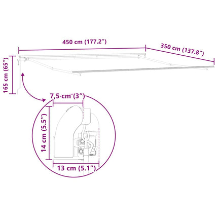 Markisram Vit 450 × 350 cm Aluminium