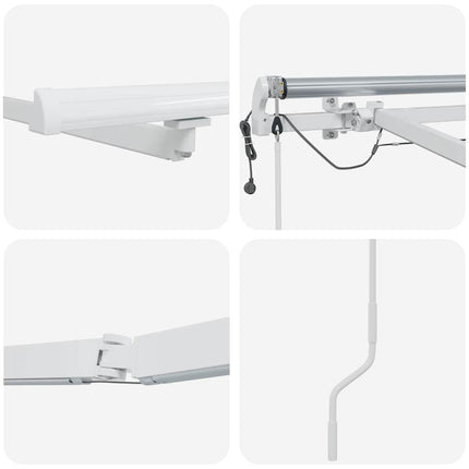 Markisram med LED -remsljus Vit 500 × 300 cm Aluminium