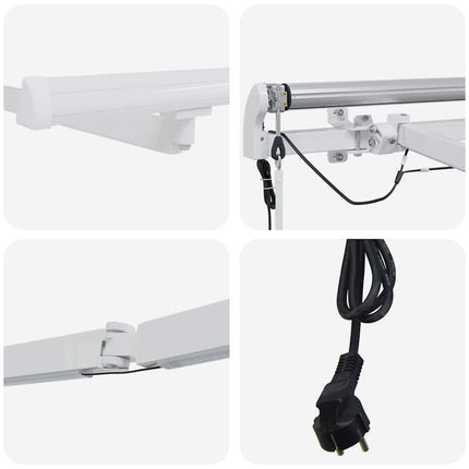 Markisram med LED -remsljus Vit 400 × 350 cm Aluminium