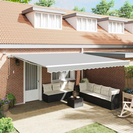 Markisram med LED -remsljus Vit 450 × 350 cm Aluminium