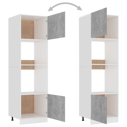 Köksskåp för mikrovågsugn betonggrå 60x57x207cm konstruerat trä